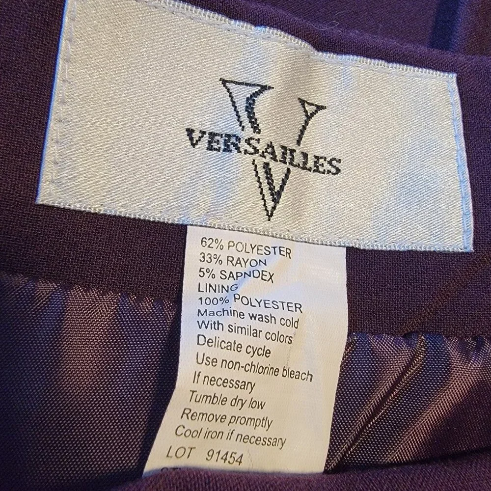 Versailles Skirt Dark Wine Pleated Side Zip Vintage Size 8 Career Classic‎